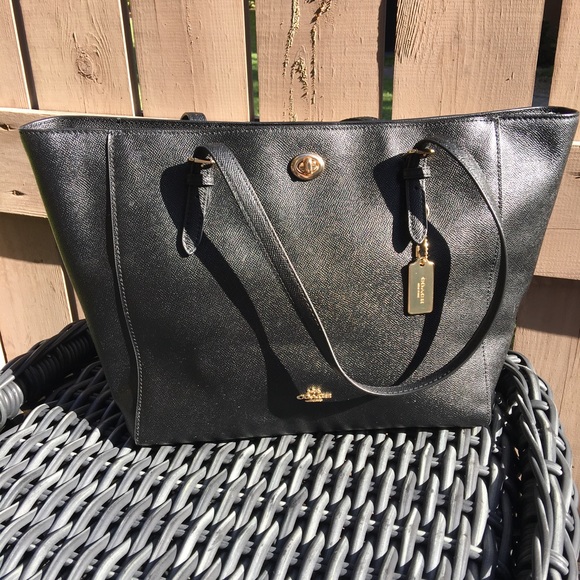 Authentic Black Coach Zip Top Tote - EUC - Picture 2 of 15
